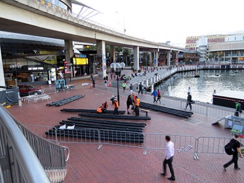 Workers setting up for a concert, Sydney, Australia